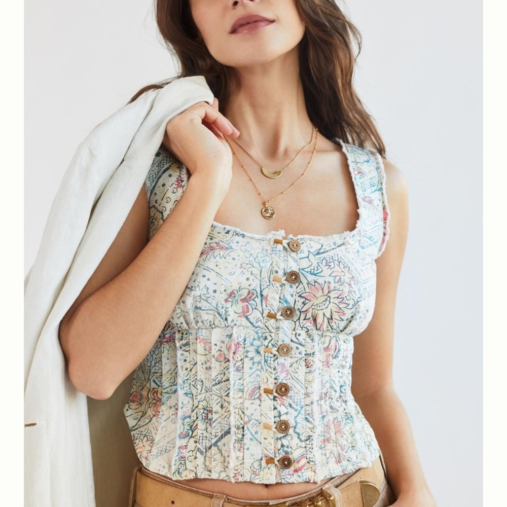 Pilcro Floral Button-Down Blouse - Multicolor